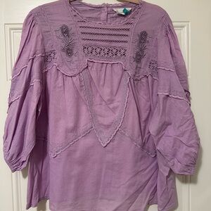 Anthropologie Lavender Lace Detail Women's Top